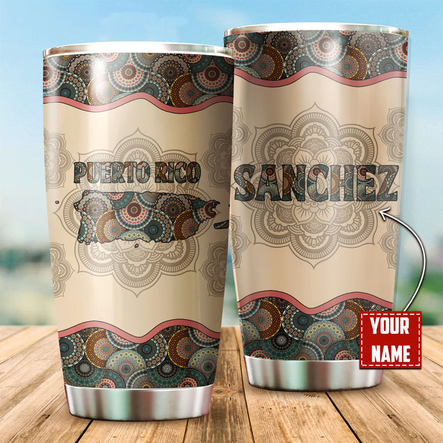 Customize Name Puerto Rico Mandala Map Steel Tumbler TNA07012106