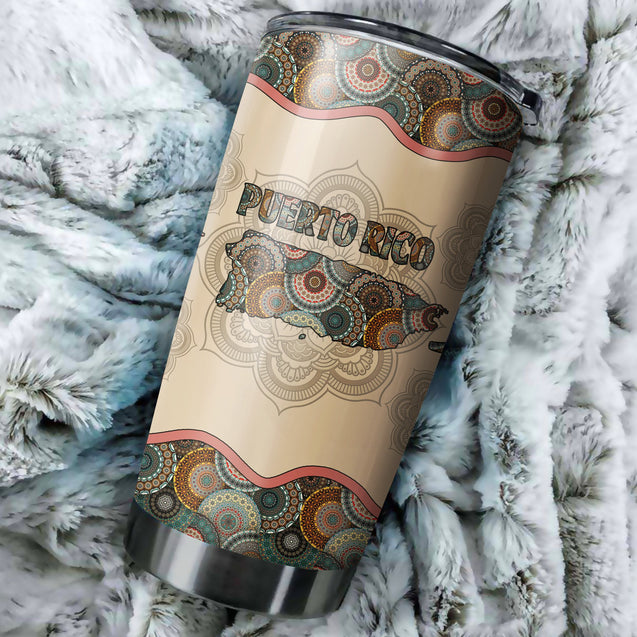 Customize Name Puerto Rico Mandala Map Steel Tumbler TNA07012106