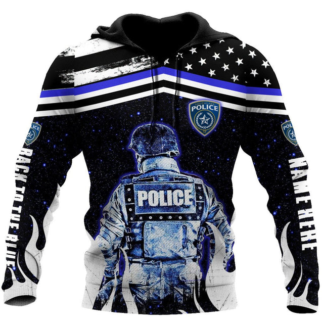 Customize Name Police 3D All Over Printed Unisex Shirts Back To The Blue