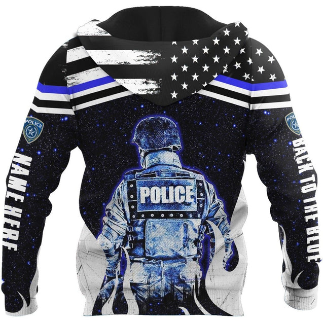 Customize Name Police 3D All Over Printed Unisex Shirts Back To The Blue