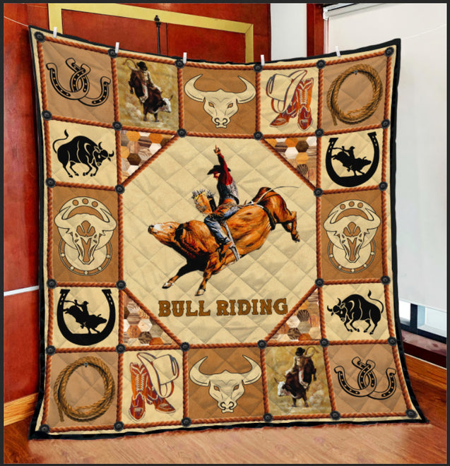 Bull Riding Quilt Blanket