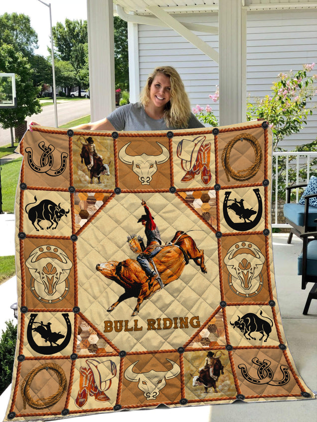 Bull Riding Quilt Blanket