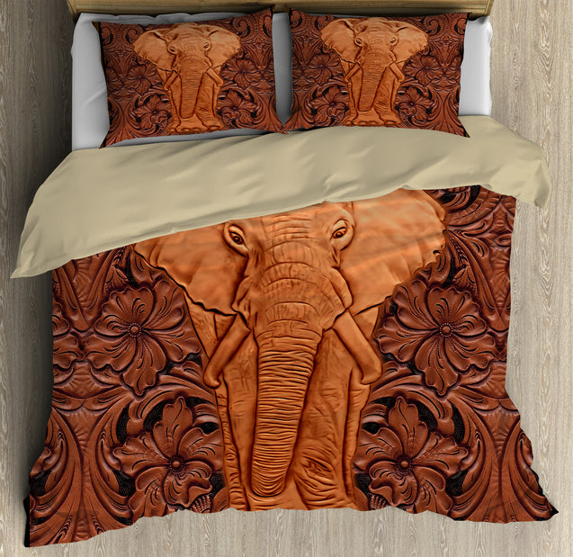 3D Leather Elephant Bedding Set TNA13012101