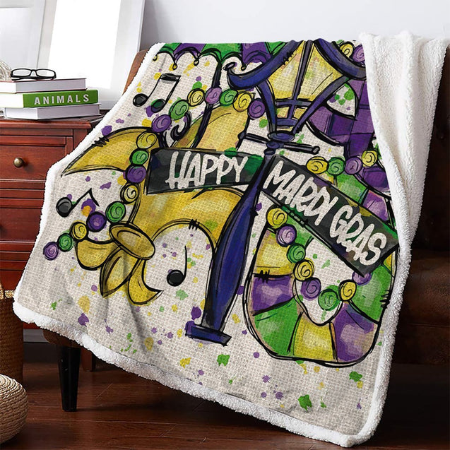 Mardi Gras 3D All Over Printed Blanket