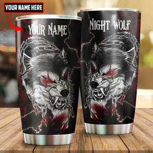 Customize Name Night Wolf Steel Tumbler