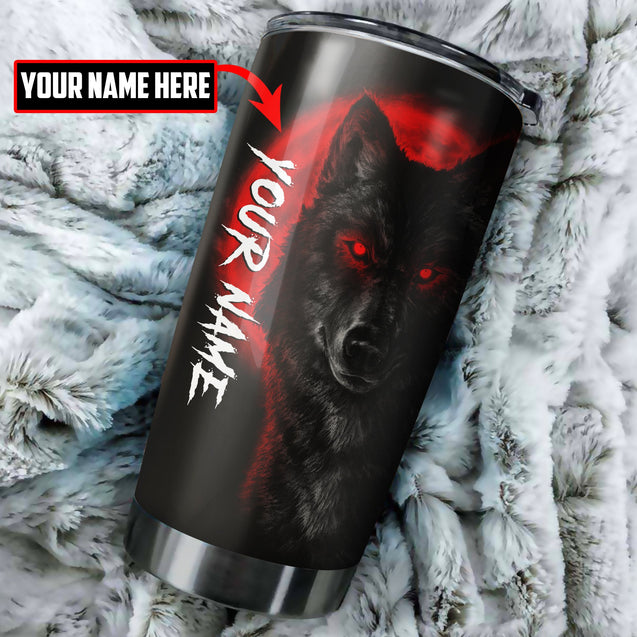 Customize Name Black Wolf Steel Tumbler