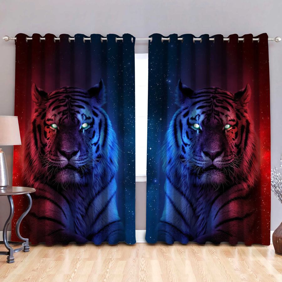 Tiger Galaxy 3D All Over Printed Window Curtains
