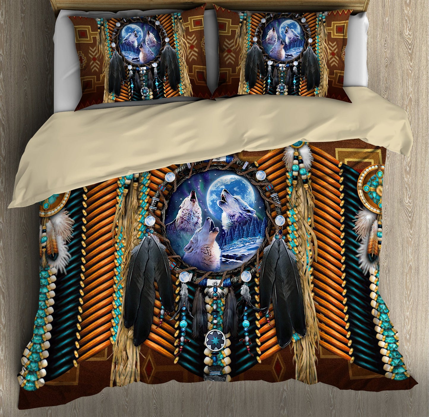 Native Wolf 3D All Over Printed Bedding Set