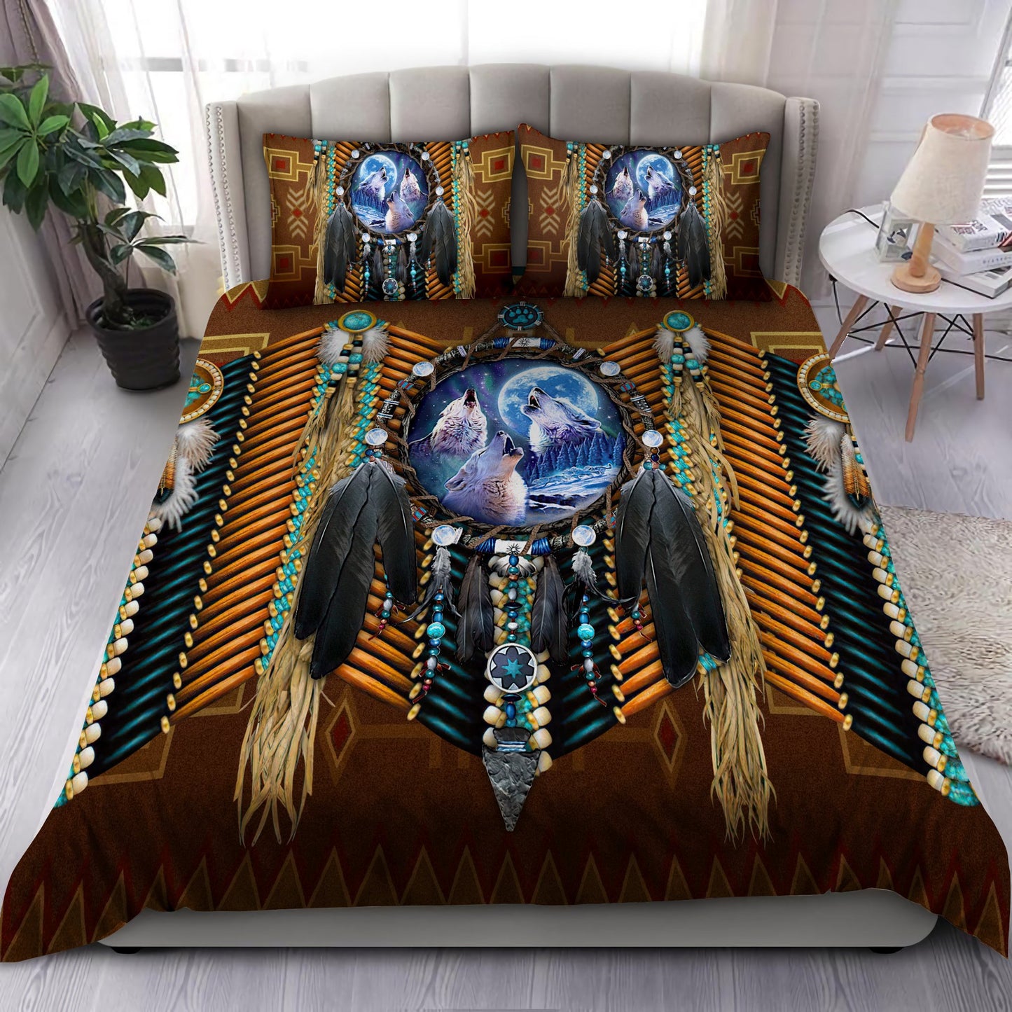 Native Wolf 3D All Over Printed Bedding Set