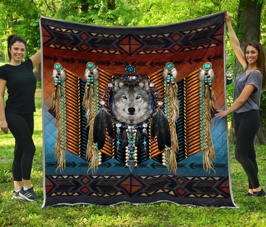 Native Wolf 3D All Over Printed Quilt