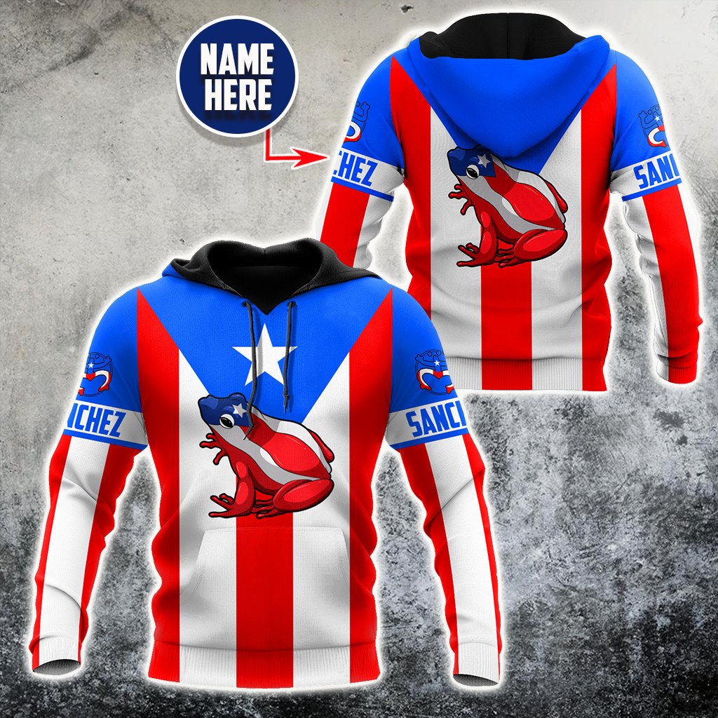 Customize Name Puerto Rico Coqui Hoodie For Men And Women TNA05022103