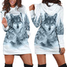 Beautifull White Wolf 3D All Over Printed Hoodie Dress