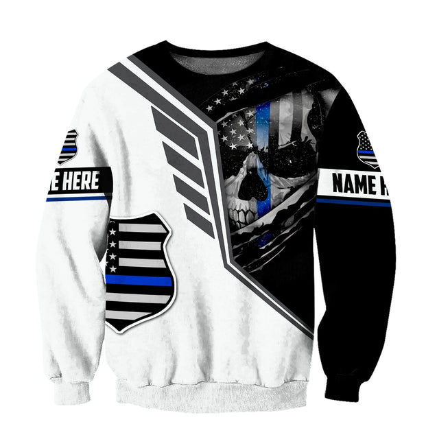 Customize Name Police 3D All Over Printed Unisex Shirts Skull