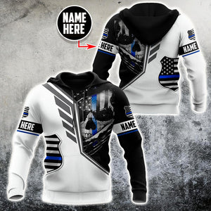 Customize Name Police 3D All Over Printed Unisex Shirts Skull