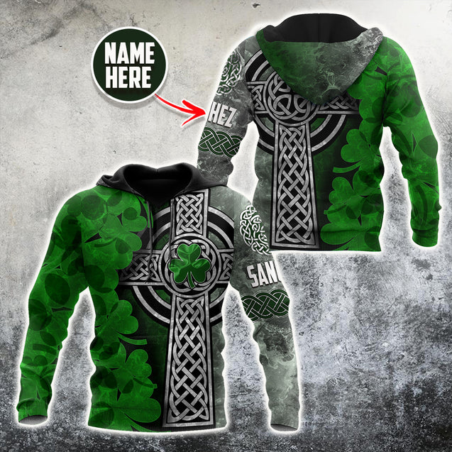 Customize Name Irish Shamrock And Cross Hoodie For Men And Women TNA25022102