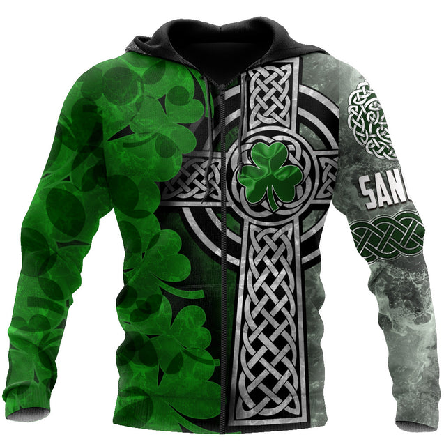 Customize Name Irish Shamrock And Cross Hoodie For Men And Women TNA25022102