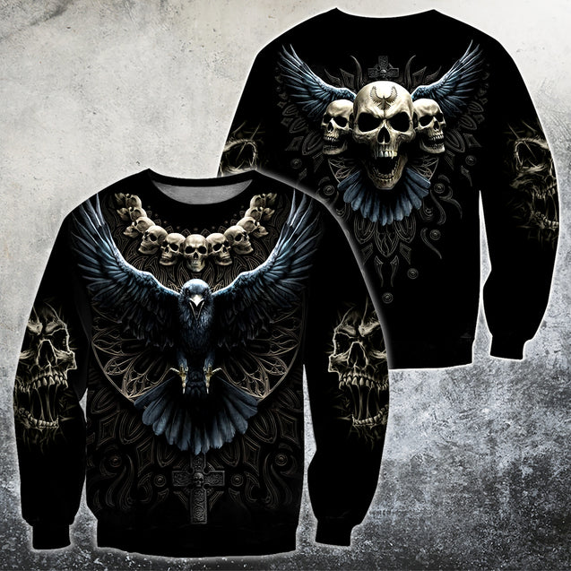 Raven Skull Hoodie For Men And Women TNA26022102