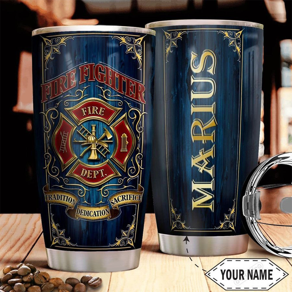 Personalized Firefighter Customize Name Stainless Steel Tumbler 02032104.CTQH