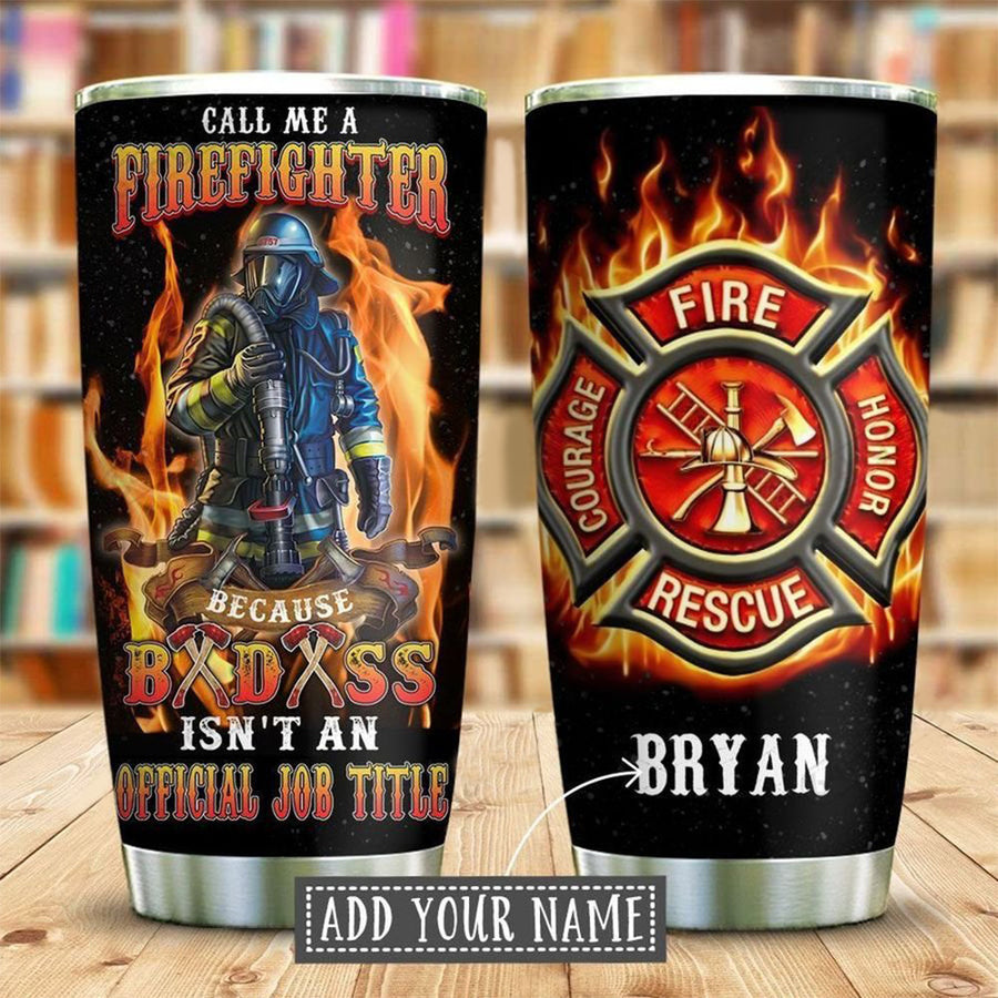 Personalized Firefighter Customize Name Stainless Steel Tumbler 02032102.CTQH