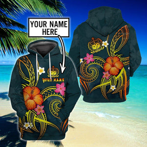 Polynesian Hawaii Personalized Name 3D Unisex Hoodie