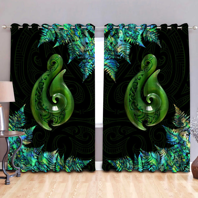 New Zealand Maori Manaia Paua Shell Window Curtains ML