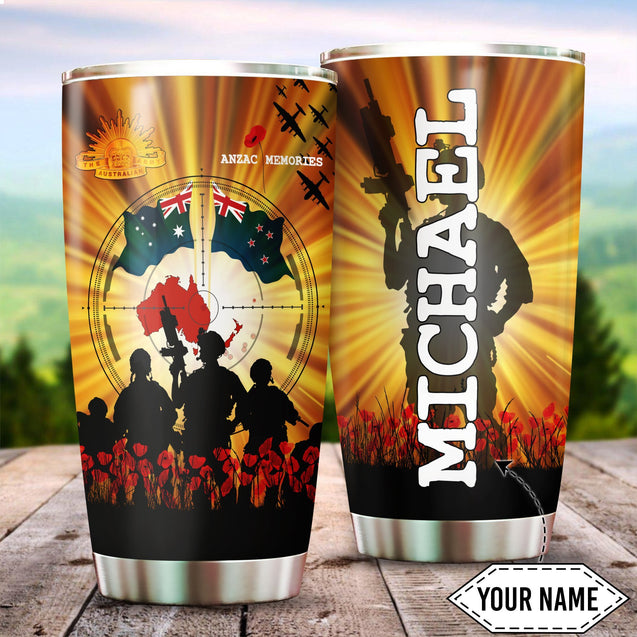 Personalized Anzac Day New Zealand And Australia Stainless Steel Tumbler 20Oz