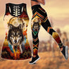 Wolf Native American 3D All Over Printed Legging + Hollow Tank Combo