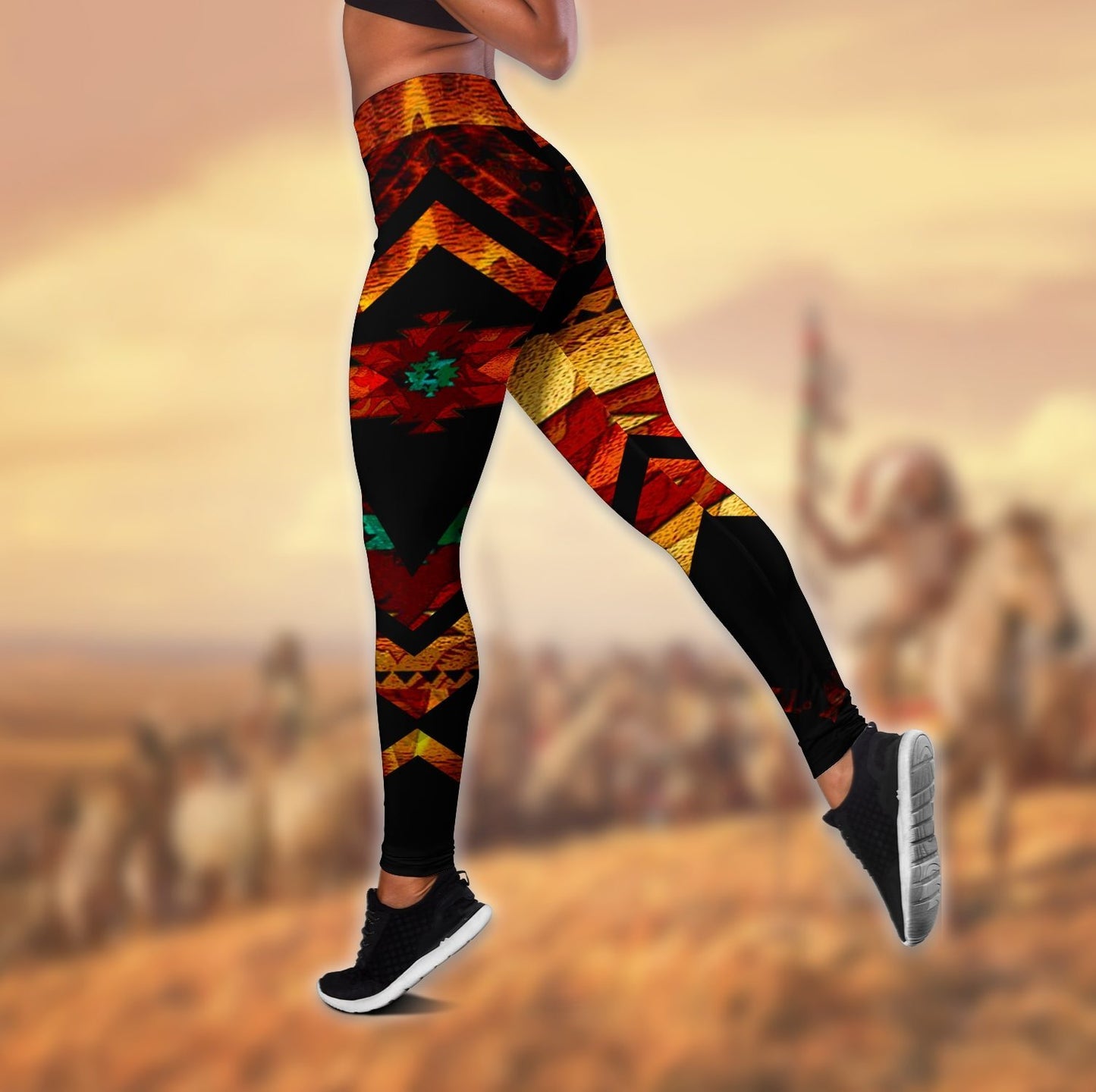 Native American 3D All Over Printed Legging + Hollow Tank