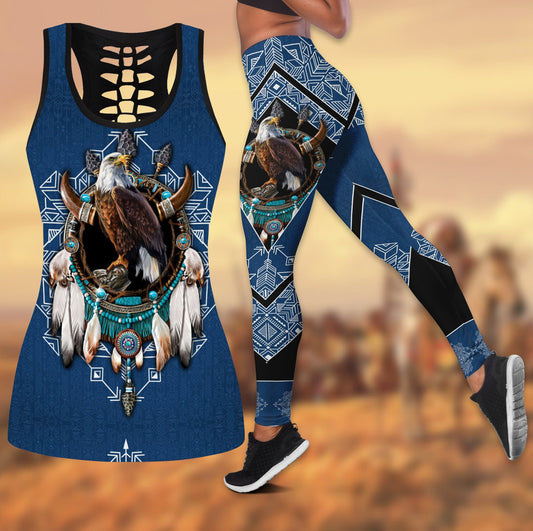 Eagle Native American 3D All Over Printed Legging + Hollow Tank