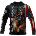 German Shepherd American Flag 3D All Over Print Hoodie