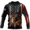 German Shepherd American Flag 3D All Over Print Hoodie