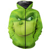 3D ALL OVER PRINTED DIRTY SMILING GRINCH FACE-Apparel-HP Arts-ZIPPED HOODIE-S-Vibe Cosy™