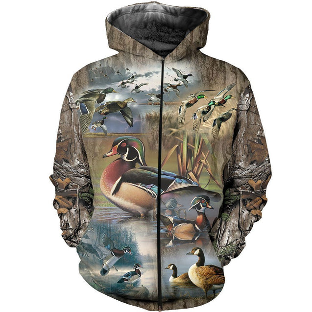 3D All Over Printed Hunting Duck Shirts-Apparel-HP Arts-ZIPPED HOODIE-S-Vibe Cosy™