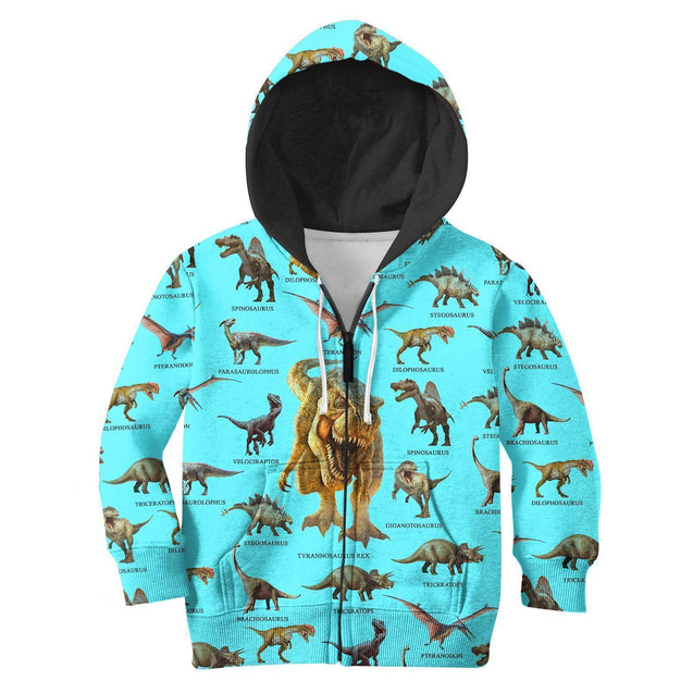 3D All Over Printed Blue Dinosaurs T-Rex Shirts-Apparel-HP Arts-ZIPPED HOODIE-TODDLER 2T-Vibe Cosy™