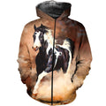 3D All Over Printed Pinto Horse Shirts-Apparel-HP Arts-ZIPPED HOODIE-S-Vibe Cosy™