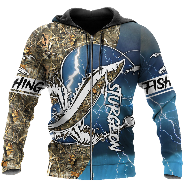 Sturgeon fishing Sport Camo Tattoos - Blue version TR070301 - Amaze Style™-Apparel