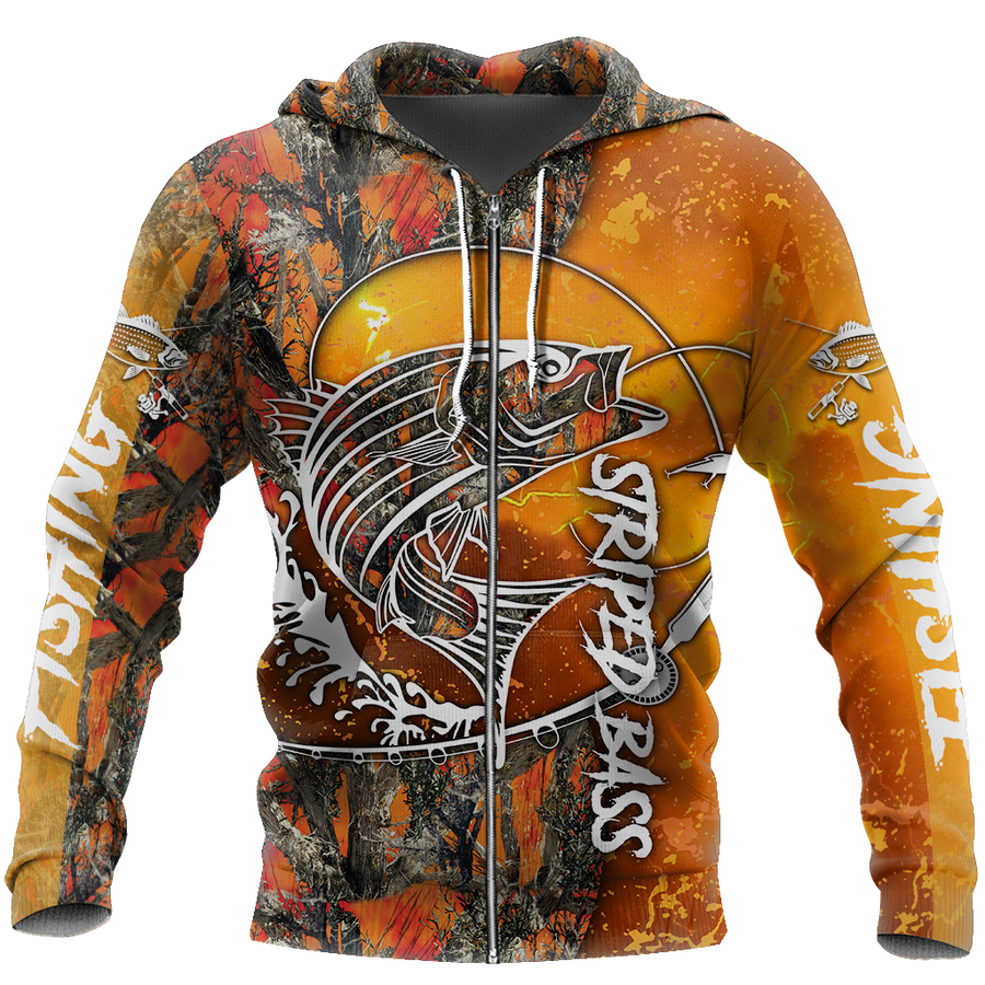 Striped Bass Fishing orange camo all over printed shirts for men and women TR271201 - Amaze Style™-Apparel