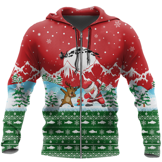 HC Christmas Santa Fishing YOLO - Greenred TR131103 - Amaze Style™-Apparel