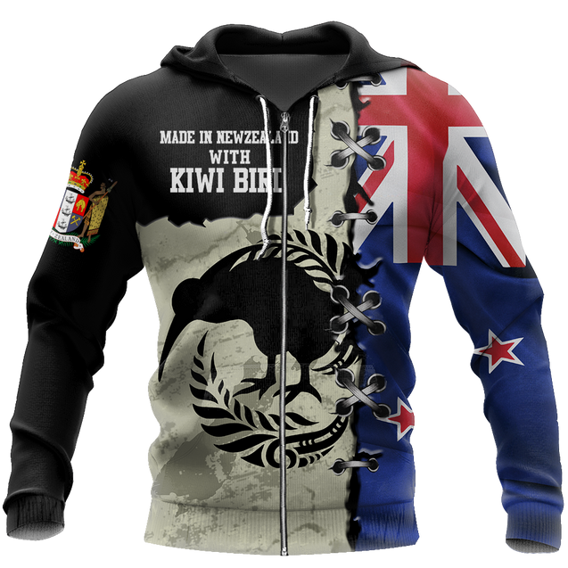 New Zealand Kiwi Bird Silver Fern T-Shirt Hoodie Zip all over shirts For Men and Women TR281203-Apparel-PL8386-Zipped Hoodie-S-Vibe Cosy™