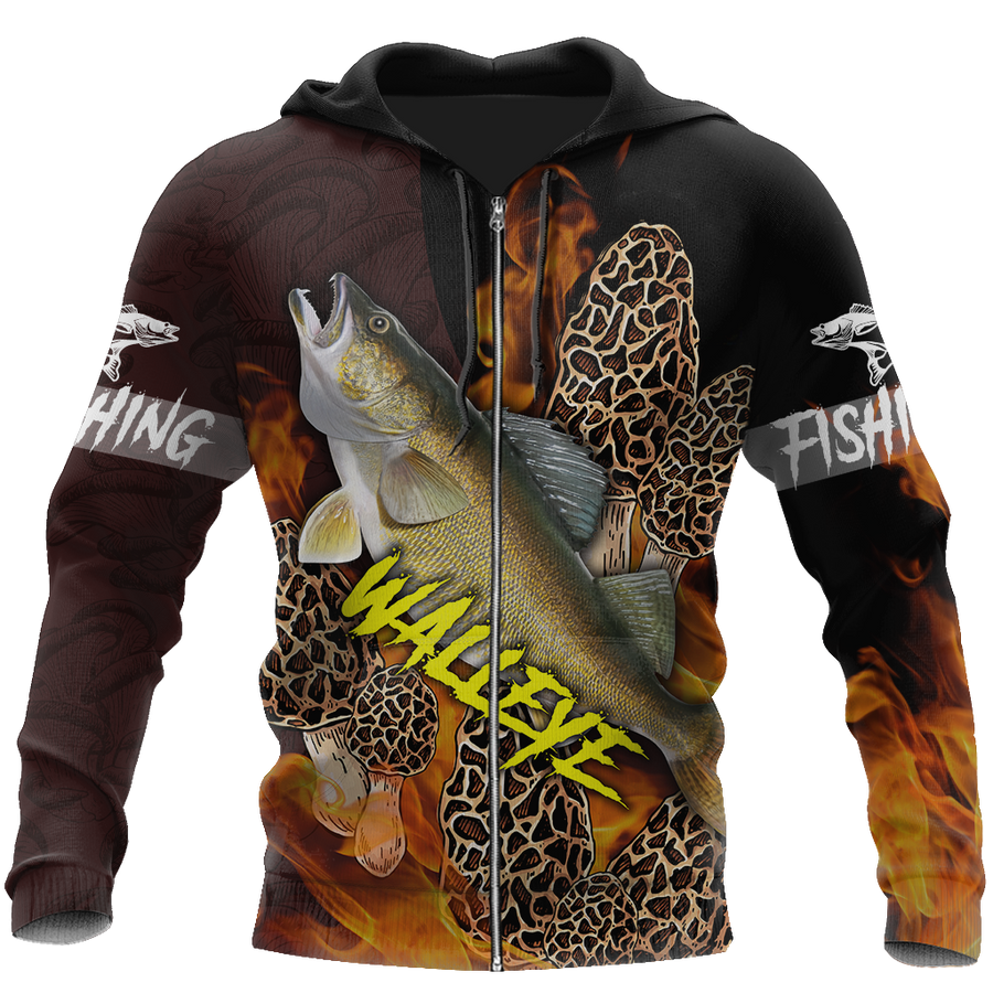 Walleye Fishing with morels mushrooms 3D all over printing shirts for men and women TR250201 - Amaze Style™-Apparel