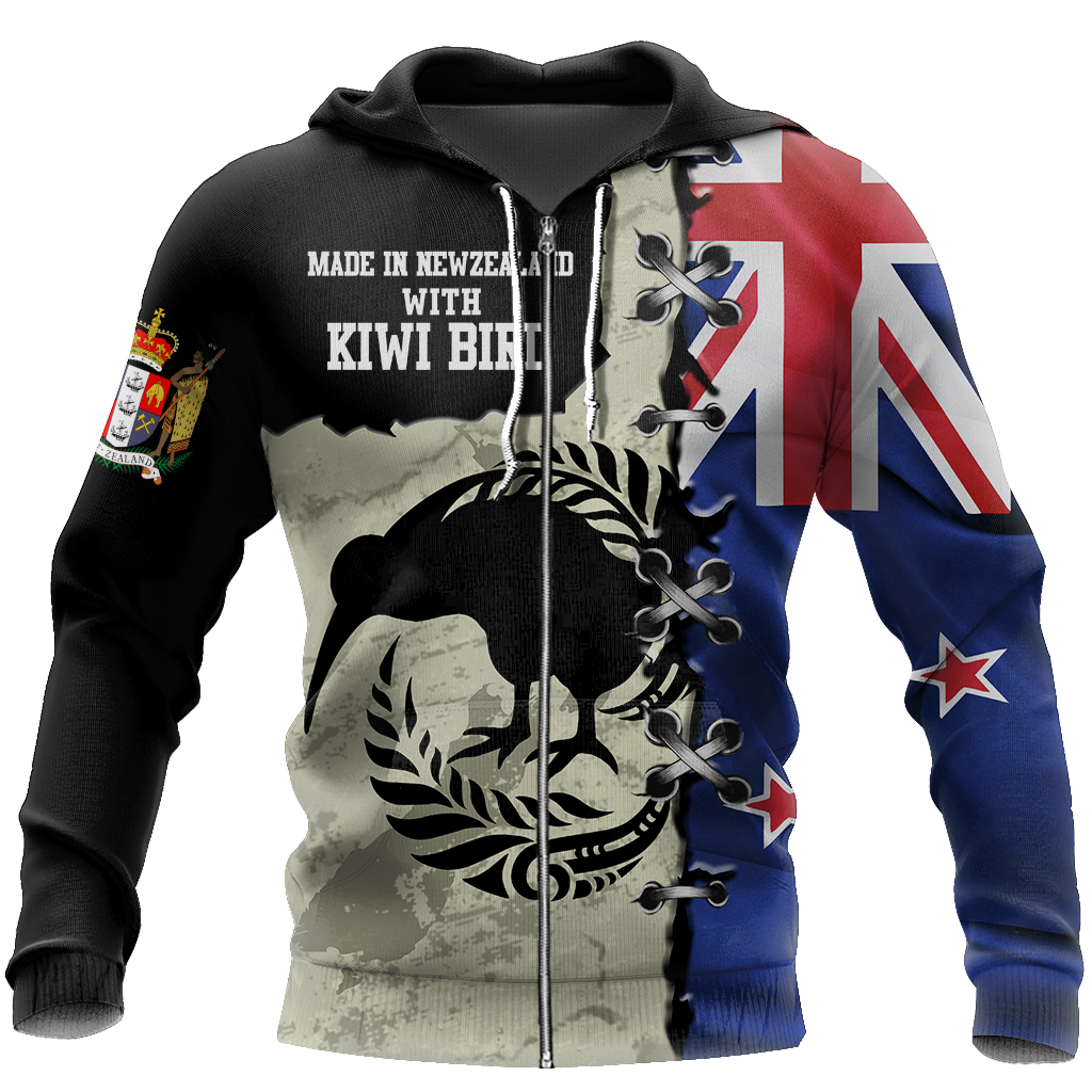 New Zealand Kiwi Bird Silver Fern T-Shirt Hoodie Zip all over shirts For Men and Women TR281203-Apparel-Huyencass-Zipped Hoodie-S-Vibe Cosy™