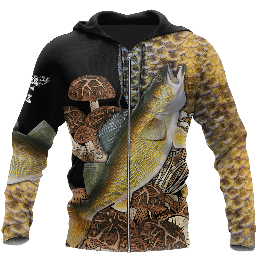 Walleye Fishing on skin mushrooms 3D all over printing shirts for men and women TR200201 - Amaze Style™-Apparel