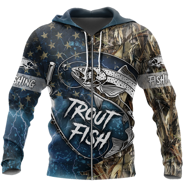 Trout Fishing 3D all over shirts for men and women blue color TR211201 - Amaze Style™-Apparel