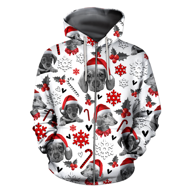 3D Dachshund Xmas Pattern Unisex Hoodie TR3010204