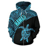 Hawaii Hoodie Turtle Mermaid Polynesian Wave - Blue Hoodie-Apparel-Phaethon-Hoodie-S-Vibe Cosy™