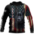 Black German Shepherd American Flag 3D All Over Print Hoodie