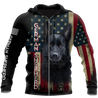 Black German Shepherd American Flag 3D All Over Print Hoodie