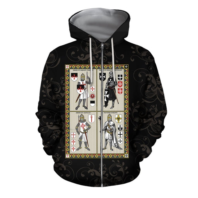 3D All Over Printed Four Types Of Knight Shirts and Shorts-Knight Templar-LIASOSO-Zipped Hoodie-XS-Vibe Cosy™