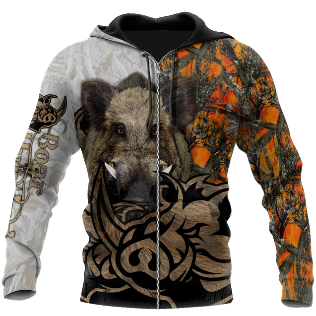 Boar Hunter Oreange Camo 3D All Over Print  Hoodie DL20102003