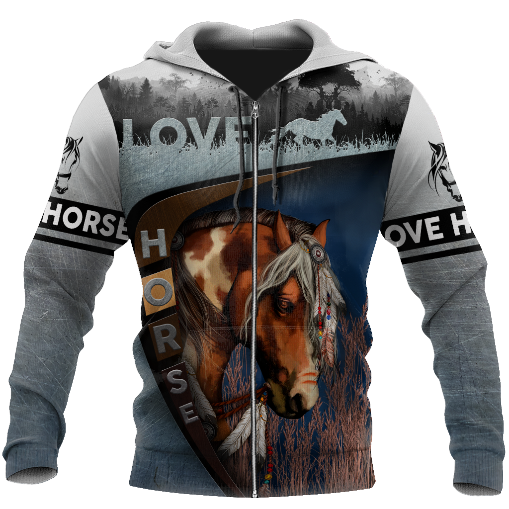 Love Horse 3D All Over Printed Shirts TR2704200-Apparel-TA-Zipped Hoodie-S-Vibe Cosy™